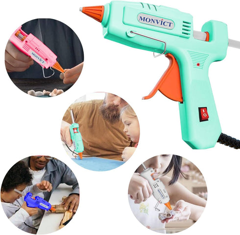 MONVICT Hot Glue Gun Kit, Mini Glue Gun with Carrying Case,20 Pcs Premium Glue Sticks, 10 Pcs Wood Craft sticks, Fast Preheating Hot Melt Glue Gun...