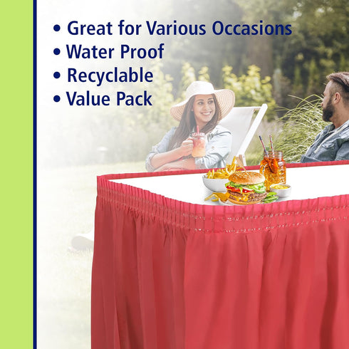 Party Dimensions Plastic Table Skirt, 29-Inches by 14-Feet - Red - 1 Pack...