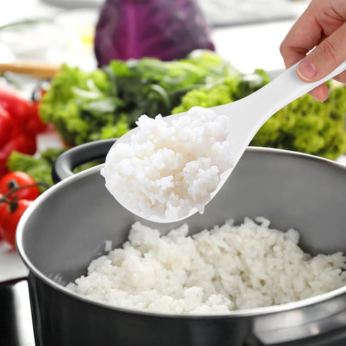 2PCS Rice Serving Spoon White Non-Stick Rice Spoon Paddle Rice Cooker Spoon Large Plastic Rice Spatula 7.95 Inch...