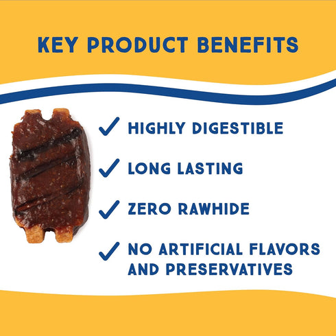 Ultra Chewy BBQ Ribs: Long-Lasting Treats for Large and Small Breeds, Highly Digestible, Made with Real Chicken (3 Value Packs)...