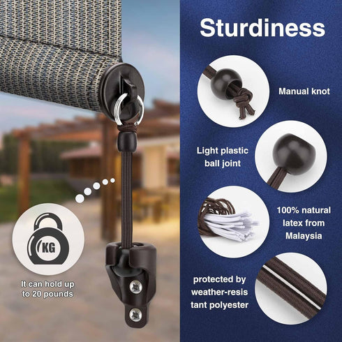 Sun Shade Replacement Parts Shade Tie Downs and End Cap with Ring Kit,Weather Resistance,Compatible with Coolaroo Exterior Roller Shade,Outdoor Bl...