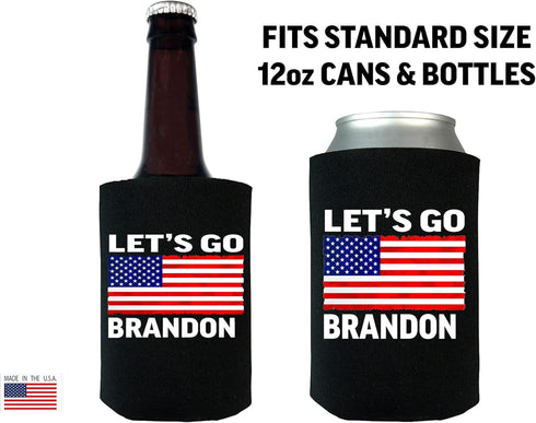 Rogue River Tactical Funny Neoprene Lets Go Brandon Collapsible Beer Can Bottle Beverage Cooler Sleeves 2 Pack...