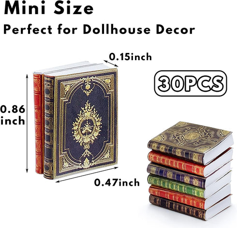 30 Pack 1:12 Scale Miniatures Dollhouse Books,Assorted Timeless Miniatures Books,Mini Books Dollhouse Decoration,Dollhouse Accessories Toy Supplie...