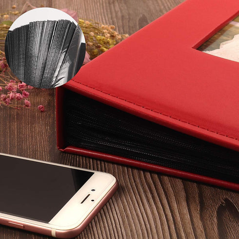 RECUTMS Photo Album 4x6 Black Pages 3 Per Page Holds 300 Pockets Photo Picture Album Leather Cover 4x6 Photo Sleeves Baby Family Small Photo Album...
