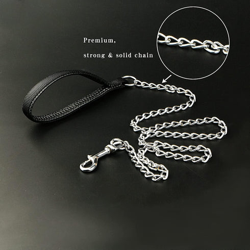 Metal Dog Leash 4FT/6FT Chew Proof Heavy Duty Dog Chain Leash for Medium Large Dogs, Comfortable Handle with Dog Waste Bag Holder, Improved Dog Sa...