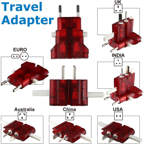 ROAD WARRIOR International Travel Plug Adapter Europe/UK/Australia/USA/India/China Does Not Convert Voltage Slim RW101CR...