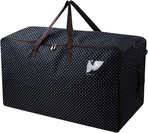 27.5 X 16.5 X 13.8, 3-Side Zip Open Storage Bag with Handles for Christmas Trees, Party Ornament Decorations Organizer Bags, Black Dots...