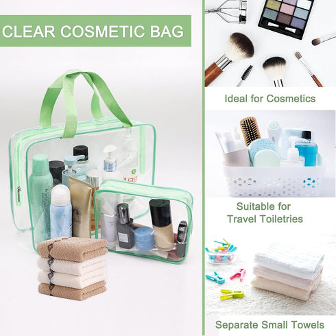 APREUTY Clear Makeup Bags, TSA Approved 6 Pcs Cosmetic Makeup Bags Set Clear PVC with Zipper Handle Portable Travel Luggage Pouch Airport Airline ...