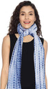 Cotton Scarf for Women Lightweight Floral Printed Scarf Fall Winter Fashion Fringed Shawl, White With Blue...