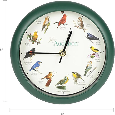 Mark Feldstein, Audubon Singing Bird Clock, 8 Inch, Green...