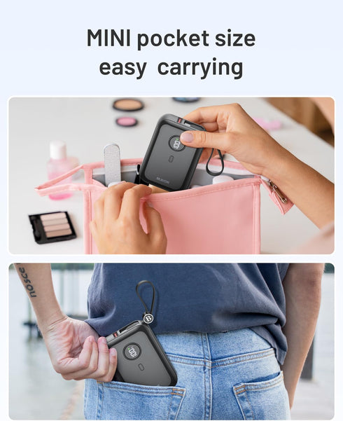 BLAVOR Portable Charger 10000mAh PD 20W Power Bank for iPhone, USB C in/Output Fast Charging,Smallest Battery Pack Charger with Built in Cable for...