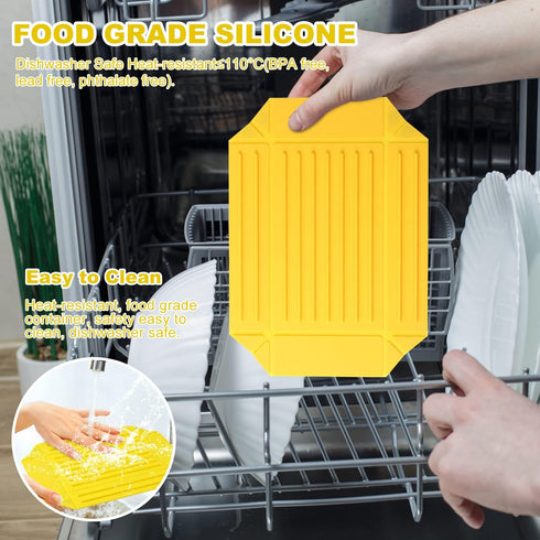 Silicone Collapsible Camping Bowls with Lids, Reusable Food Storage Container, Magnetic Suction Folding Dinner Plates for Parties, Camping, Hiking...