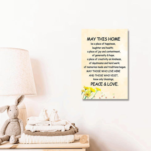 New Home Blessing Wall Art May This Home Be a Place of Happiness Canvas Print Quote Painting for Home Bless this Home Wall Decor Housewarming Gift...