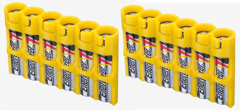 AAA Battery Storage Caddy (2 Pack), Yellow, Holds 6 AAA Batteries, (Not Included), The Original Battery Caddy, Made in The USA...