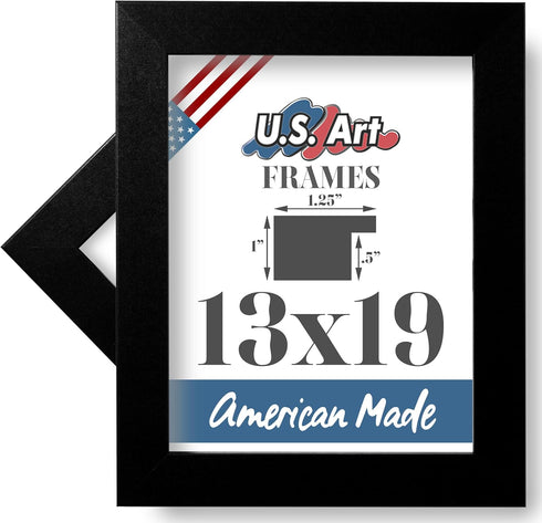 13x19 - Inch Picture Frame, Smooth Wrapped Finish, 1.25 - Inch Wide Flat, Satin Black, 100% American Wood Composite MDF...
