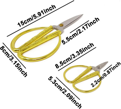 Honbay 2PCS Stainless Steel Sewing Scissors Traditional Chinese Household Scissors Tailor Scissors with Dragon and Phoenix Relief Design for House...