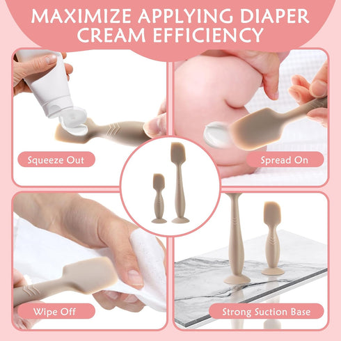 Baby Diaper Cream Spatula, 2 Pack Butt Spatula Baby, Silicone Diaper Cream Applicator, Full-Size + Mini Butt Paste Spatula for Babies, Newborn Bab...