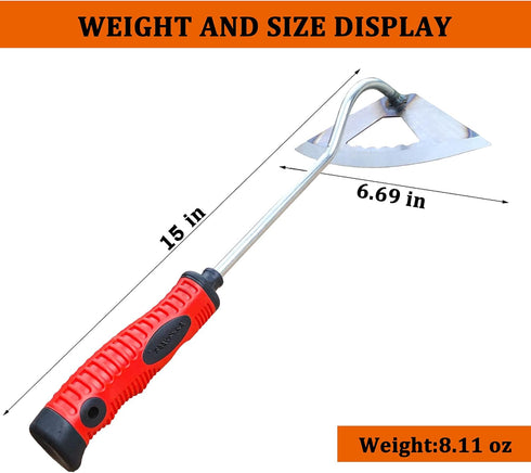 SHANFEEK Hoe Garden Tool Hollow Hoe for Weeding 15-Inch Weed Removal Tool for Yard with Rubber Non-Slip Handle(Red)...