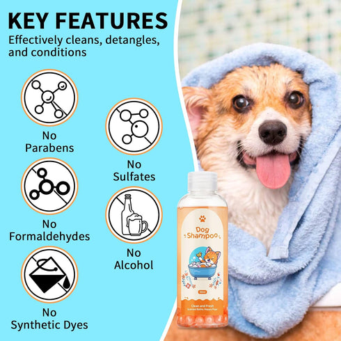 Dog Shampoo for Sensitive Skin | Deodorizing Pet Wash | Cat & Dog-Friendly Formula | Odor Control & Moisturizing | Ideal for Smelly Dogs | Soothin...