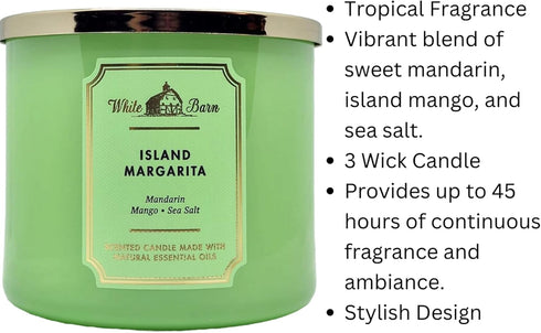 Bath and Body Works, White Barn 3-Wick Candle w/Essential Oils - 14.5 oz - 2021 Core Scents! (Island Margarita)...