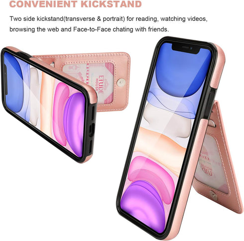 KIHUWEY Compatible with iPhone 11 Case Wallet with Credit Card Holder, Premium Leather Magnetic Clasp Kickstand Heavy Duty Protective Cover for 11...