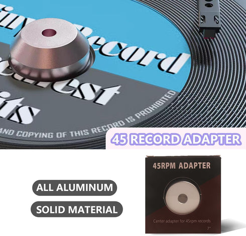 45 Record Adapter for Turntable 45 RPM Record Player for 7 Inch Vinyl Record Players Turntables Accessories Solid Aluminum Dome...
