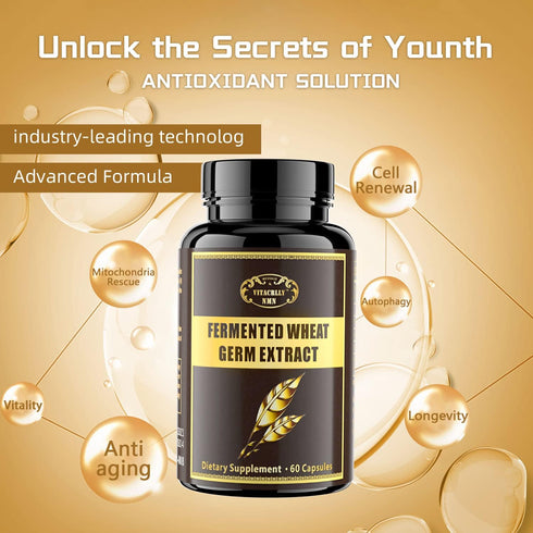 1000MG Spermidine Supplements Fermented Wheat Germ Extract Capsule with 10MG Higher Spermidine & Zinc for Antioxidant, Cell Renewal, Immune System...