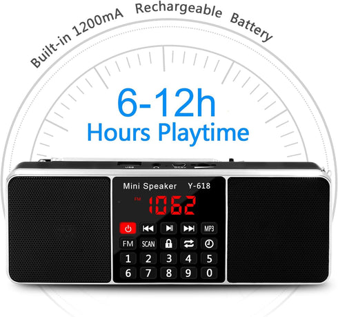 LEFON Multifunction Digital FM Radio Media Speaker MP3 Music Player Support TF Card USB Drive with LED Screen Display and Setting Timing Shutdown ...