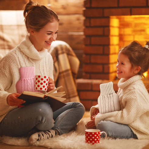 2 Pieces Hot Water Bottle Cover Soft Cover Only Knitted Hot Water Bottle Sweater for Hot Compress and Cold Therapy, Ideal for Menstrual Cramps, Ne...