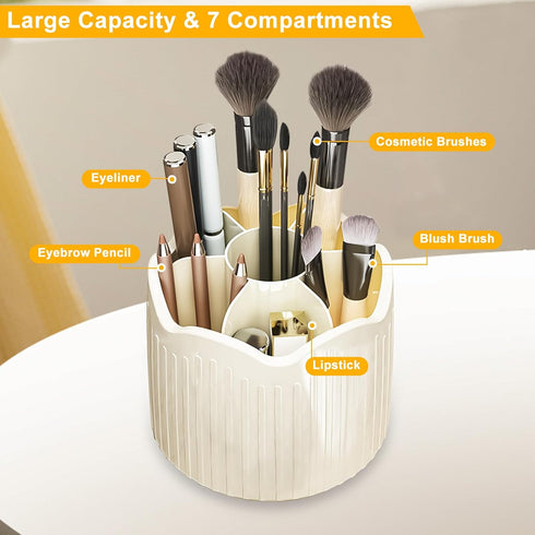 BigKing Makeup Brush Holder with Lid, Brush Holder Makeup Organizer,360 Rotating Dustproof Makeup Brushes Organizer for Vanity Desktop Bathroom Co...