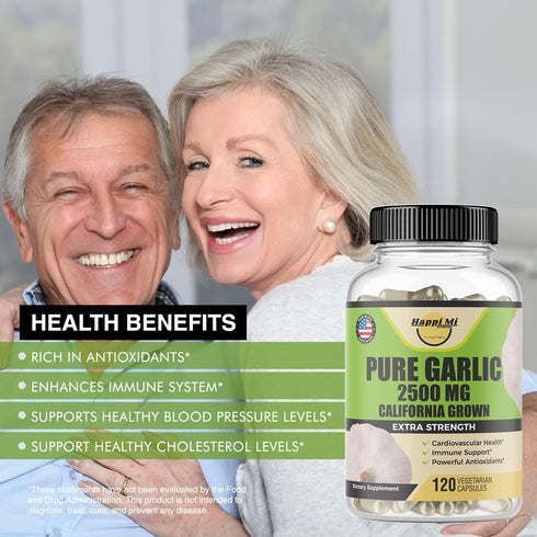 Garlic Capsules 2500mg - Made with Organic Garlic Bulbs, California US Grown - Natural Immune Support Supplement 40 Day Supply...