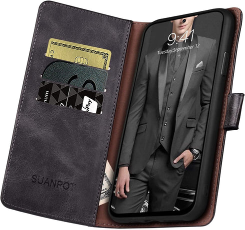 SUANPOT for Samsung Galaxy A71 5G (Non 4G Version) Leather Wallet case with RFID Credit Card Holder Flip Folio Book Phone case Cover for Samsung A...