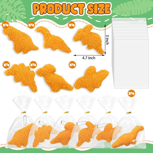 24 Pcs Mini Chicken Dinosaur Nuggets Keychain Bulk Plush Chicken Dino Nugget Keychain Party Favors Stuffed Dinosaur Toy Keychain for Kids Gifts Bi...