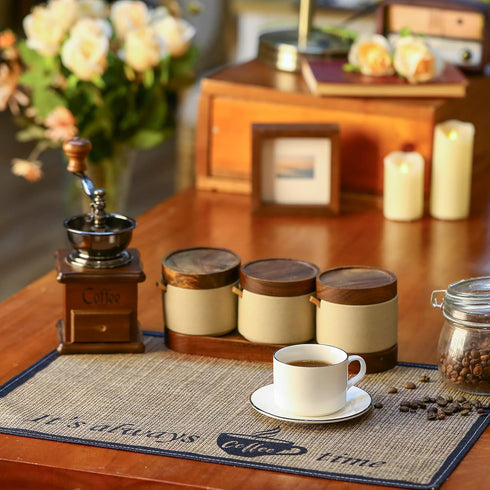 Cunhill 2 Pieces Coffee Bar Mat,Coffee Bar Accessories 20 x 14 Inch Coffee Bar Decoration Coffee Placemats for Coffee Machine, Coffee Bar, Counter...