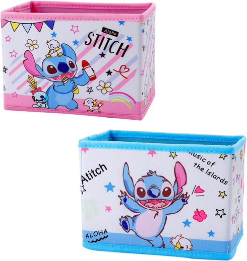 2PCS Stitch Collapsible Storage Foldable Cube Storage Box Stitch Desk Room Decoration Boxes Desk Baskets Winnie Makeup Holder Organizer for Gils W...