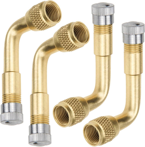 Mellbree 4-Pack Tire Valve Extension, 90 Degree Schrader Tire Valve Stem Extension Brass Adaptor Compatible for Passenger Cars, Stroller, Bicycles...