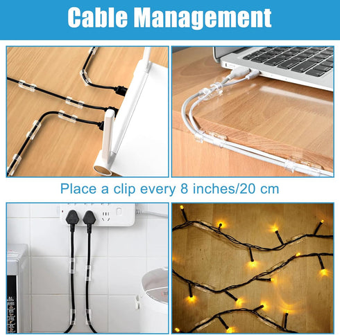 40PCS Adhesive Cable Clips Clear - Upgraded Wire Holders for Wall, Strong Cord Organizer Under Desk, Car, PC, Christmas Light Indoor/Outdoor...