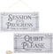 Stockroom Plus In Session Door Sign for Therapists - 5 x 10 in White PVC, 2 Pack - Meeting In Progress & Quiet Please Do Not Disturb Sign...
