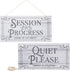 Stockroom Plus In Session Door Sign for Therapists - 5 x 10 in White PVC, 2 Pack - Meeting In Progress & Quiet Please Do Not Disturb Sign...
