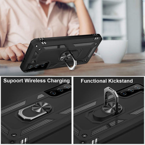 IKAZZ for Galaxy S21 Plus Case,Military Grade Shockproof Heavy Duty Protective Phone Case Pass 16ft Drop Test with Magnetic Kickstand for Samsung ...