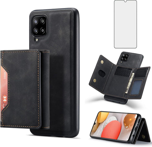 Asuwish Phone Case for Samsung Galaxy A42 5G Wallet Cover with Tempered Glass Screen Protector and Credit Card Holder Stand Leather Cell Accessori...