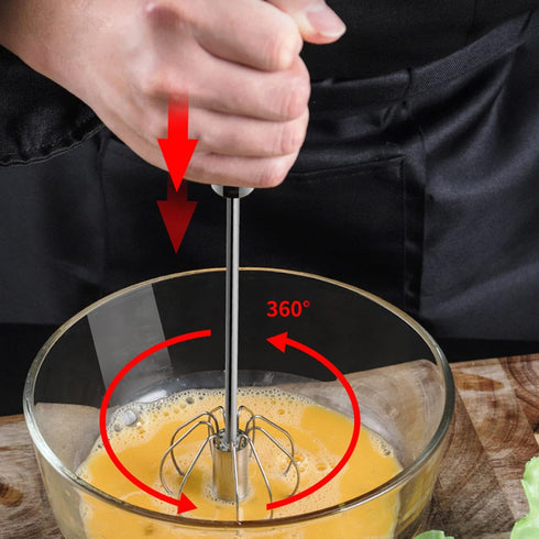 Stainless Steel Semi-automatic Egg Whisk - 3PCS Hand Push Rotary Whisk Blender (Purple)...