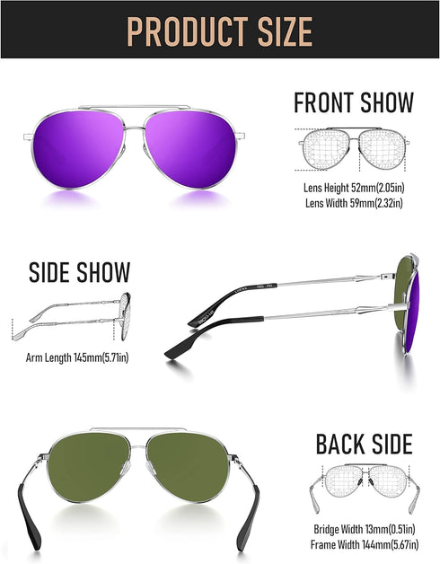 LUENX Aviator Sunglasses for Women Men Polarized Lens Trendy Sun Glasses - UV 400 Protection 60MM with Accessories Driving...