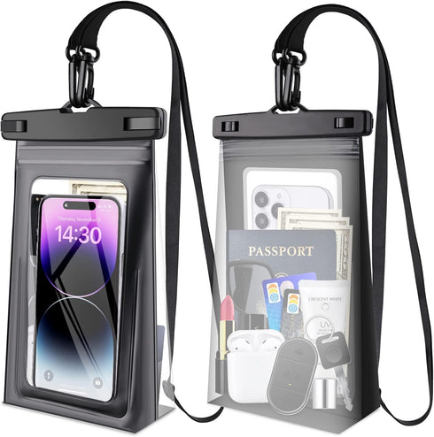2 Pcs Large Waterproof Phone Pouch, Floating Waterproof Phone Case for iPhone 15 14 Pro Max 13 Plus 12 11 Samsung Up to 7.2'', Water Proof Protect...