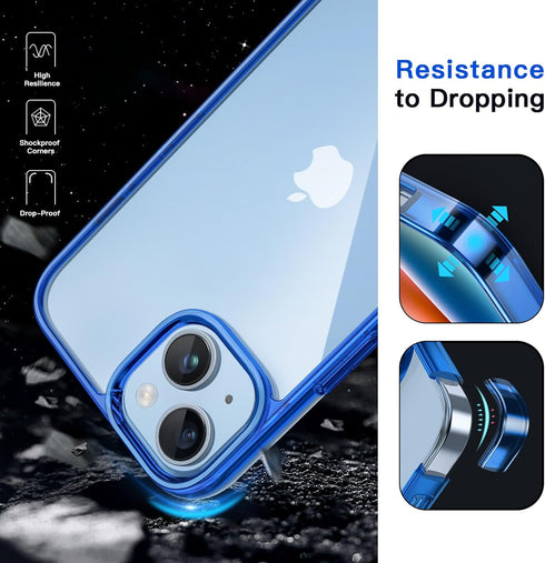 JETech Case for iPhone 14 6.1-Inch, Non-Yellowing Shockproof Phone Bumper Cover, Anti-Scratch Clear Back (Blue)...