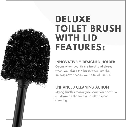 ToiletTree Products Deluxe Toilet Brush with Lid - Black...
