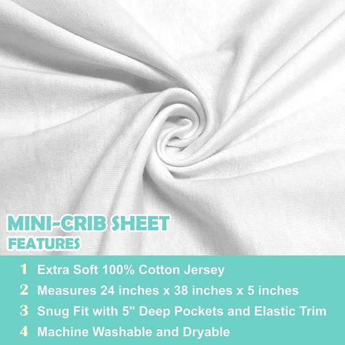 American Baby Company 100% Natural Cotton Fitted Mini Crib Sheet 38" x 24" - Soft & Breathable Small Nesting Portable Crib Sheet, Fits Pack N Play...