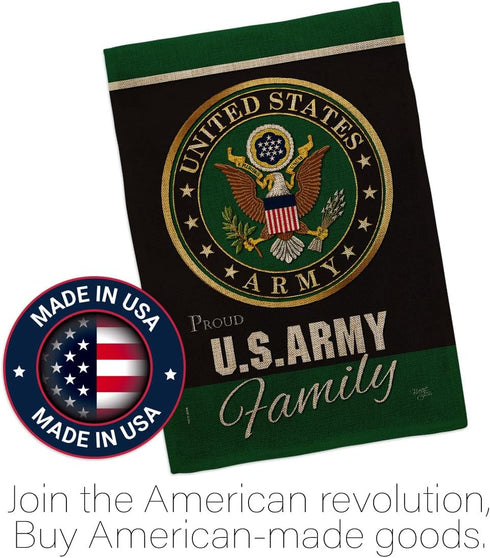 Army Proudly Family Burlap Garden Flag - Armed Forces Rangers United State American Military Veteran Retire Official - House Decoration Banner Sma...