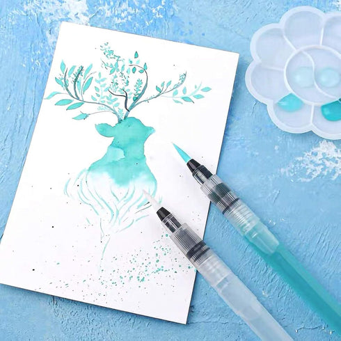 12 PCS Watercolour Brush Pens, Refillable Ink and Water Brush Pens for Paints, Artists, Painting, Calligraphy...