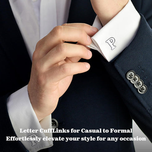 LOLIAS 3 Pairs Cufflinks For Men Personalized Initial Cuff Links Mens Letter CuffLinks for Casual to Formal with Gift Box Silver Black Gold Cuffli...